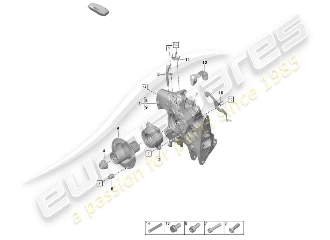 porsche 992 gt3/rs/st (2021 - 9j1) rear axle wheel carrier wheel hub wheel bearing with assembly parts part diagram