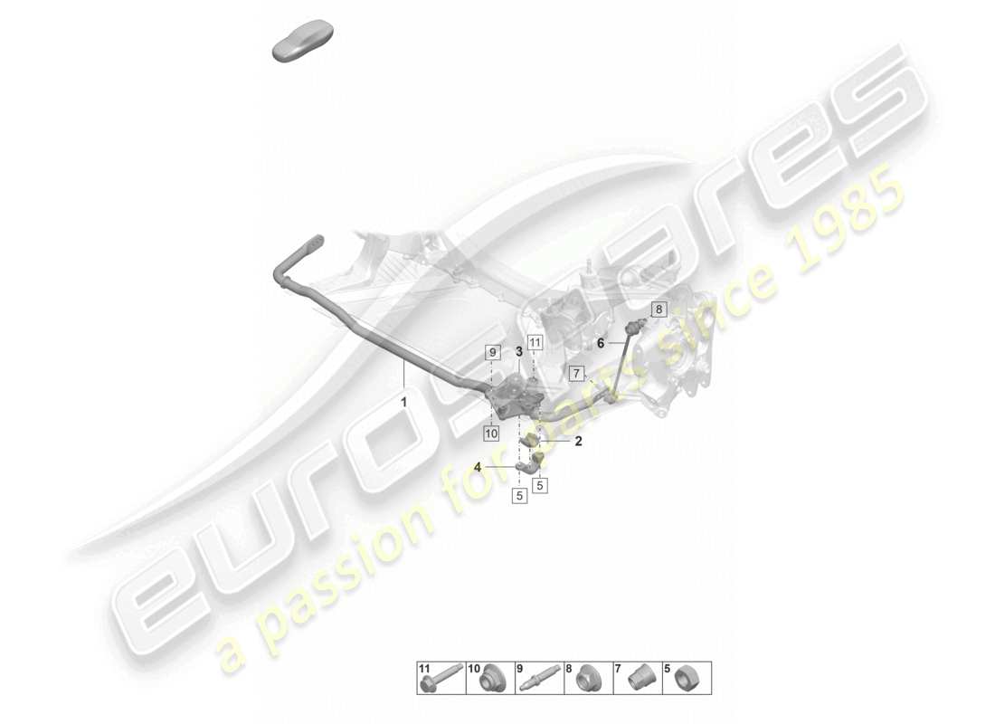 porsche 992 gt3/rs/st (2021 - 9j1) anti-roll bar coupling rod part diagram