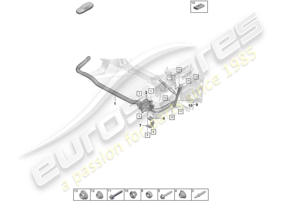 porsche 992 gt3/rs/st (2021 - 9j1) anti-roll bar coupling rod weissach package part diagram