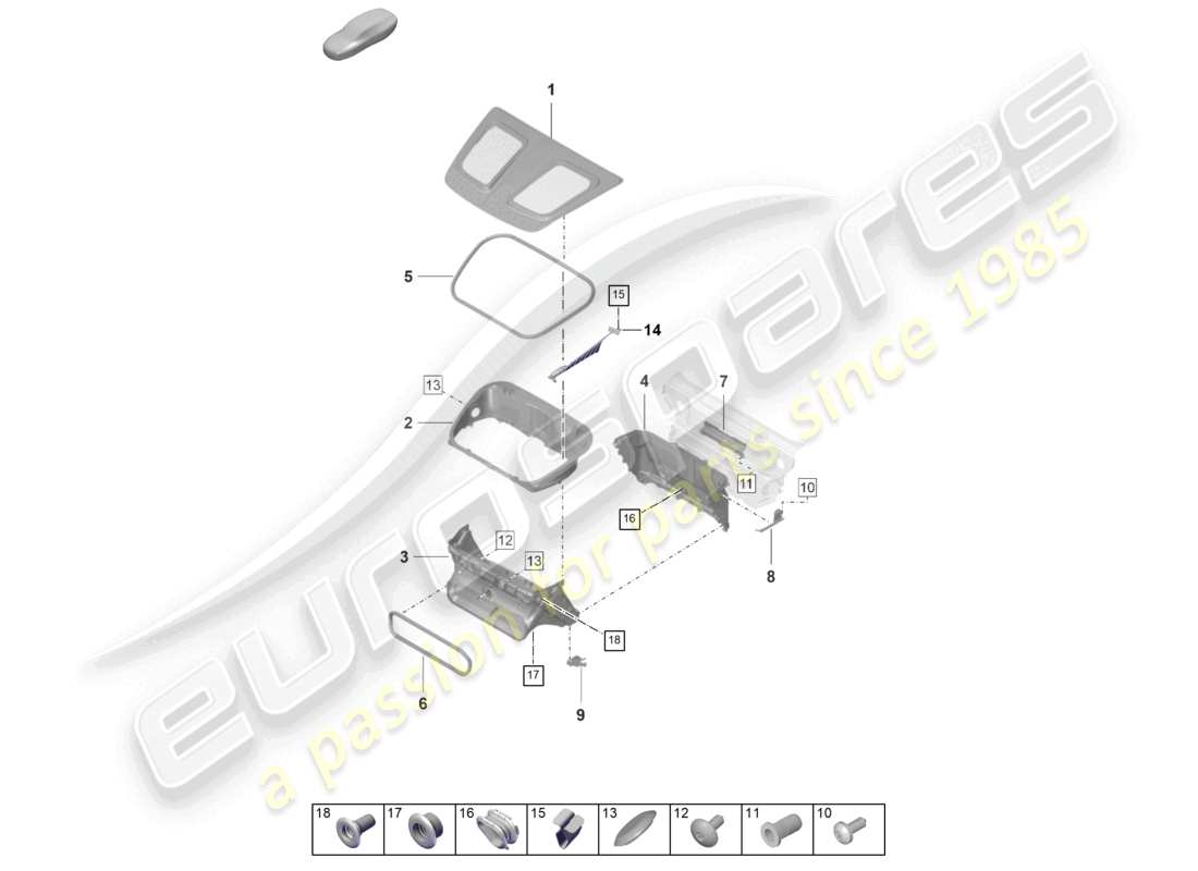 porsche 992 gt3/rs/st (2021 - 9j1) luggage compartment trim air guide part diagram