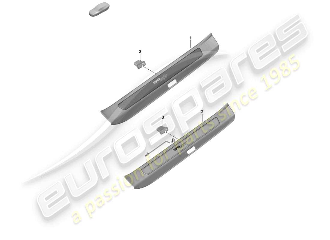 porsche 992 gt3/rs/st (2021 - 9j1) entry strip with lettering part diagram