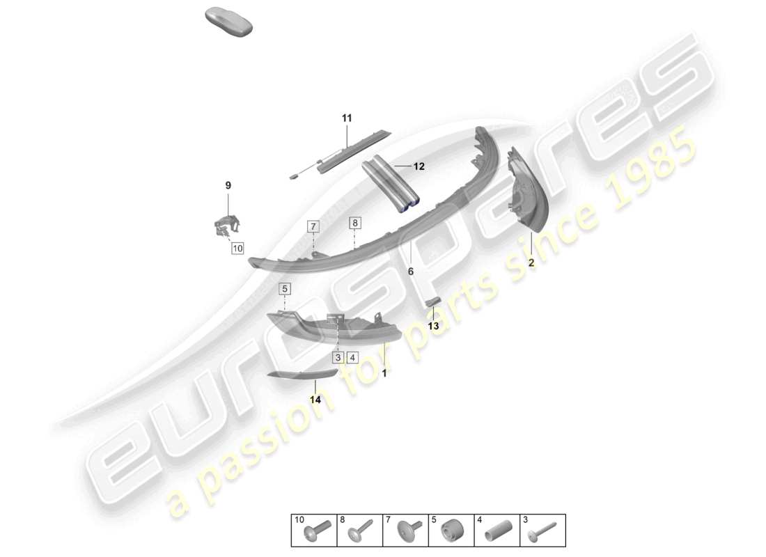 porsche 992 gt3/rs/st (2021 - 9j1) rear light additional brake light licence plate light part diagram