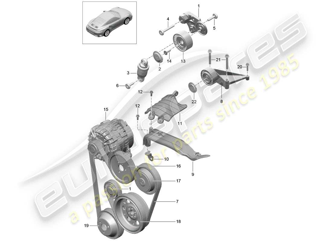 porsche 991 turbo (2018) belt tensioning damper part diagram