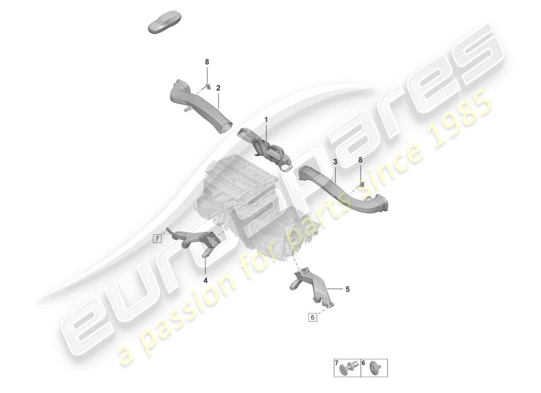 porsche 992 gt3/rs/st (2021 - 9j1) air conditioning interior air guide part diagram