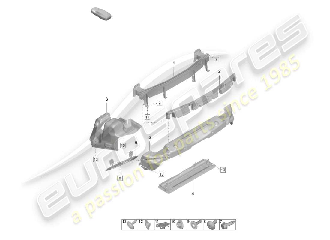 porsche 992 gt3/rs/st (2021 - 9j1) bumper carrier rear and heat shield part diagram