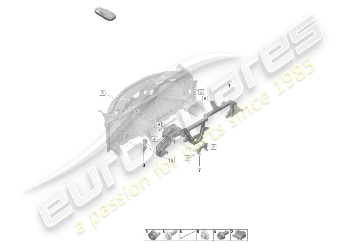 porsche 992 gt3/rs/st (2021 - 9j1) dashboard bracket part diagram