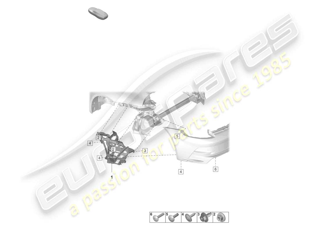 porsche 992 gt3/rs/st (2021 - 9j1) bumper rear fasteners part diagram