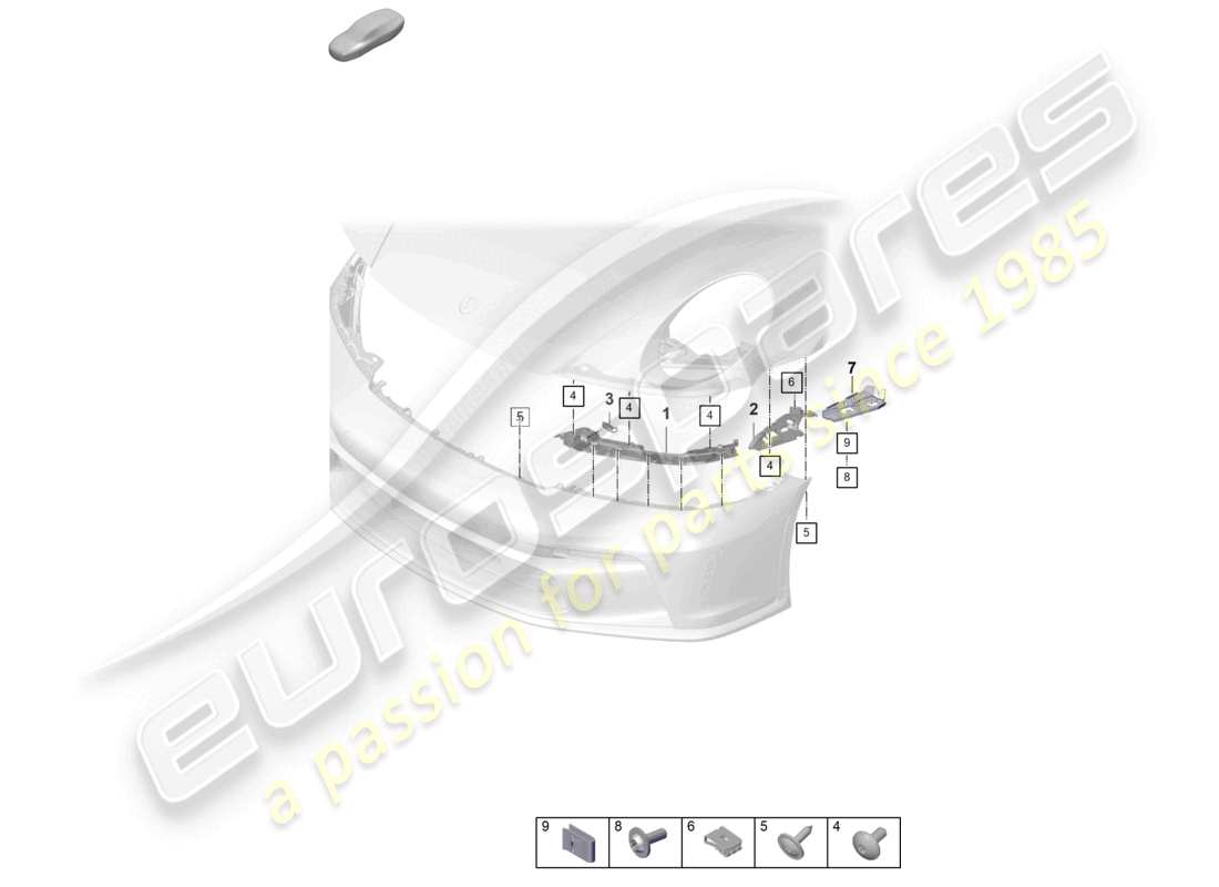 porsche 992 gt3/rs/st (2021 - 9j1) bumper fasteners part diagram