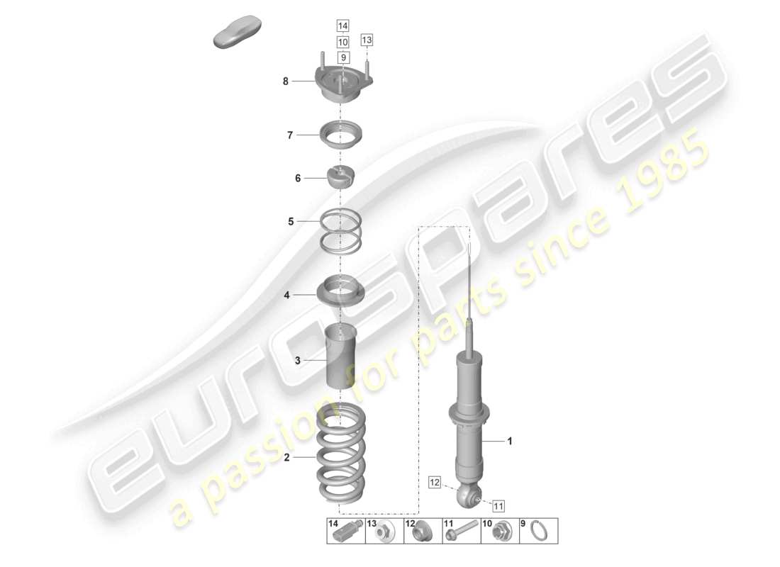 porsche 992 gt3/rs/st (2021 - 9j1) shock absorber (spring cyl.) individual part part diagram