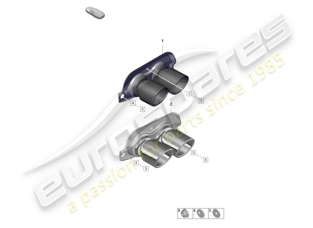 porsche 992 gt3/rs/st (2021 - 9j1) exhaust tail pipe part diagram