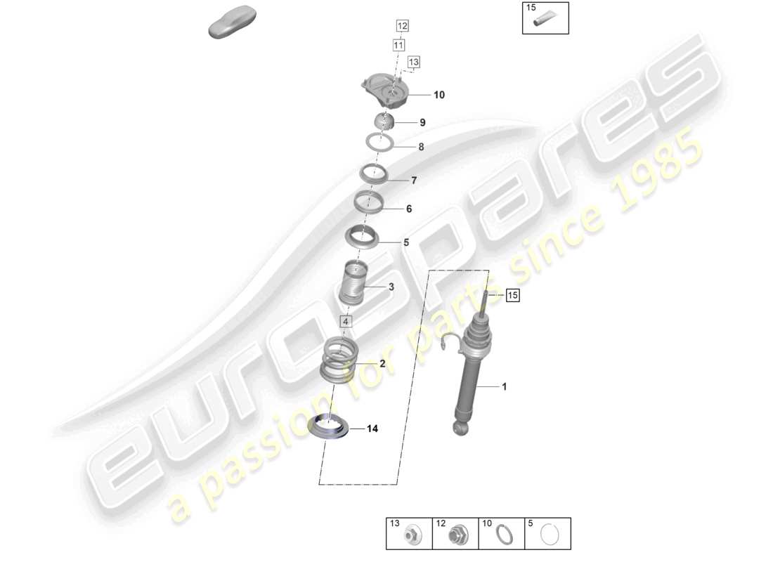 porsche 992 gt3/rs/st (2021 - 9j1) suspension shock absorbers part diagram