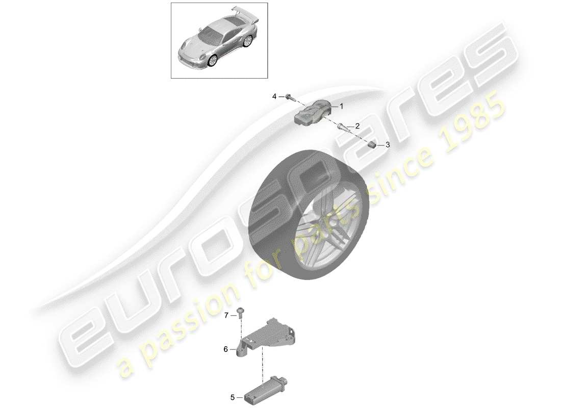 porsche 991 turbo (2018) tire pressure control system part diagram