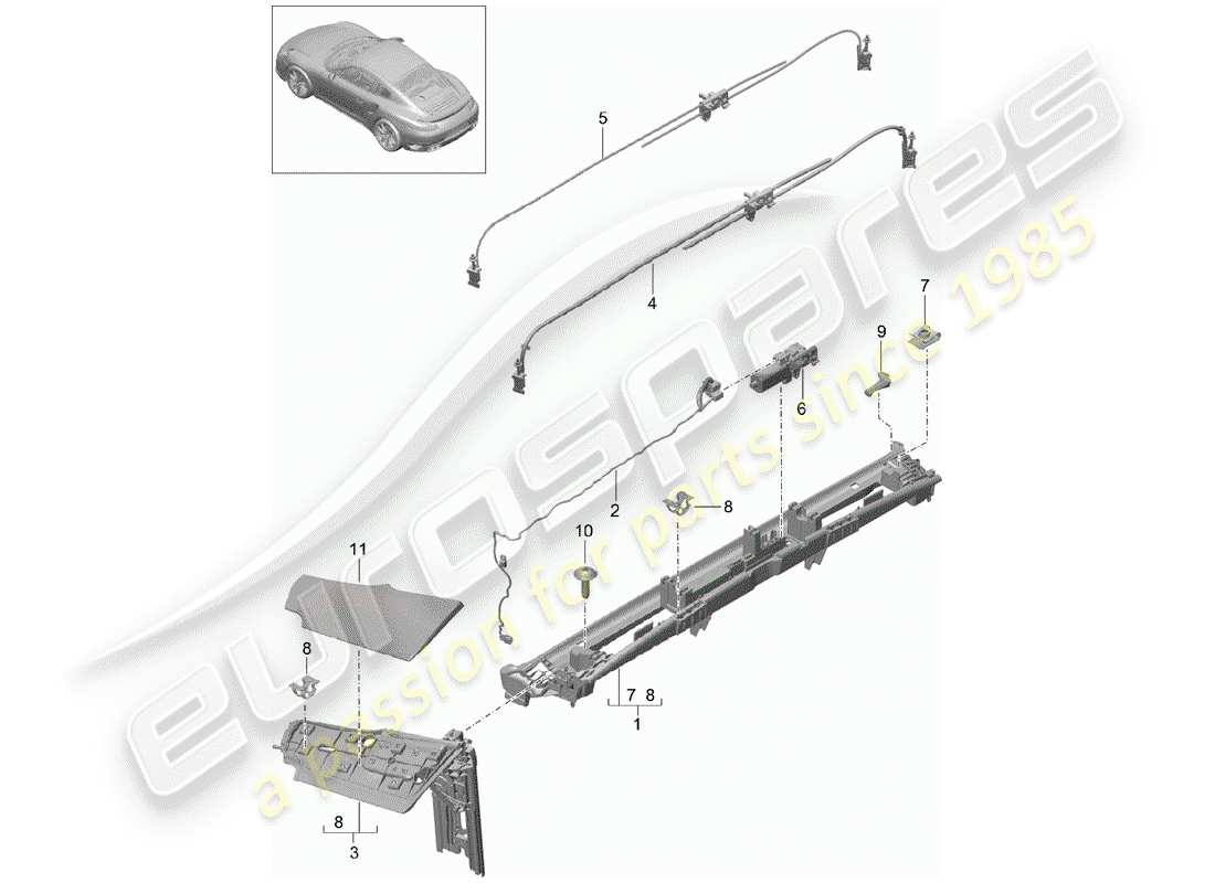 porsche 991 turbo (2018) flap part diagram