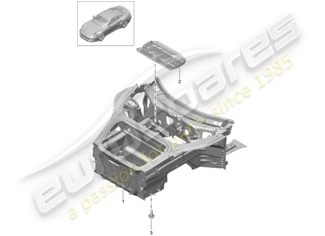 porsche 991 turbo (2018) front end part diagram