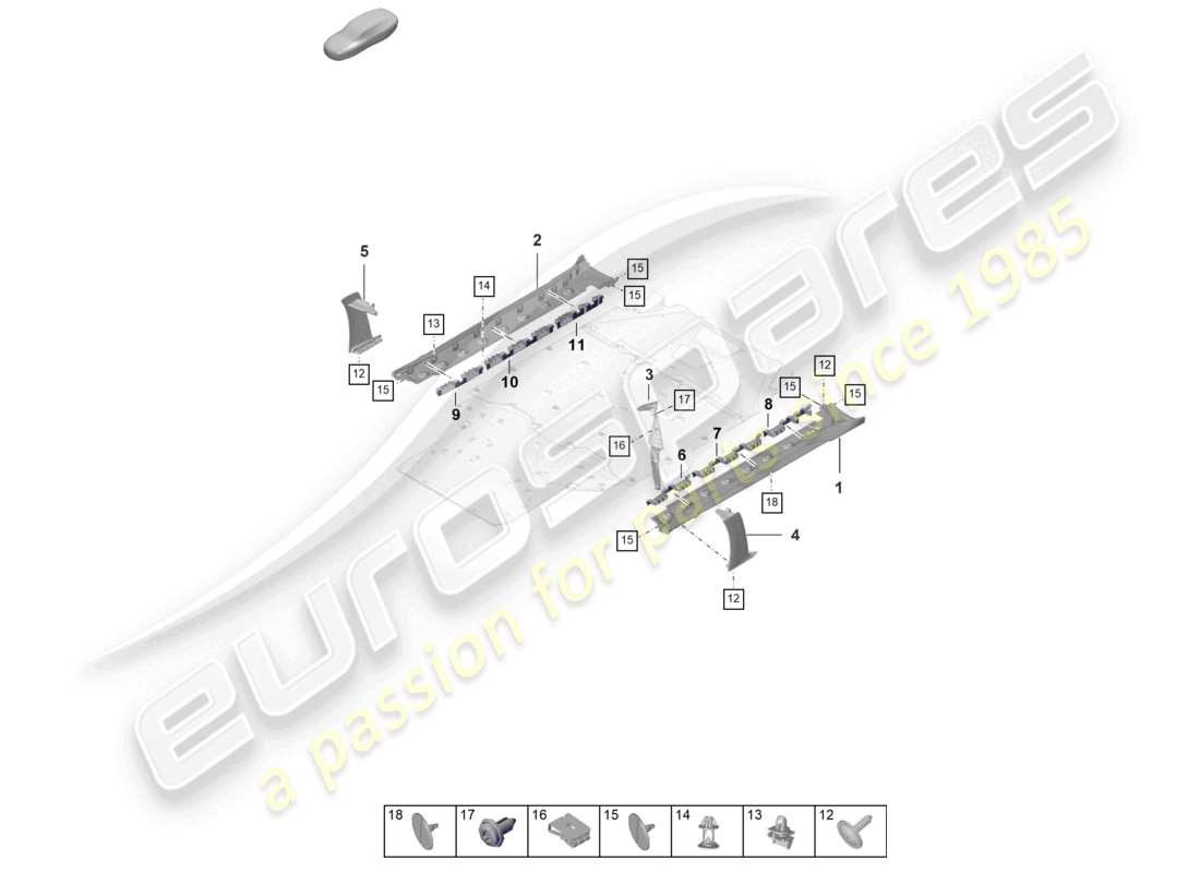 porsche 992 gt3/rs/st (2021 - 9j1) side member trim outer part diagram