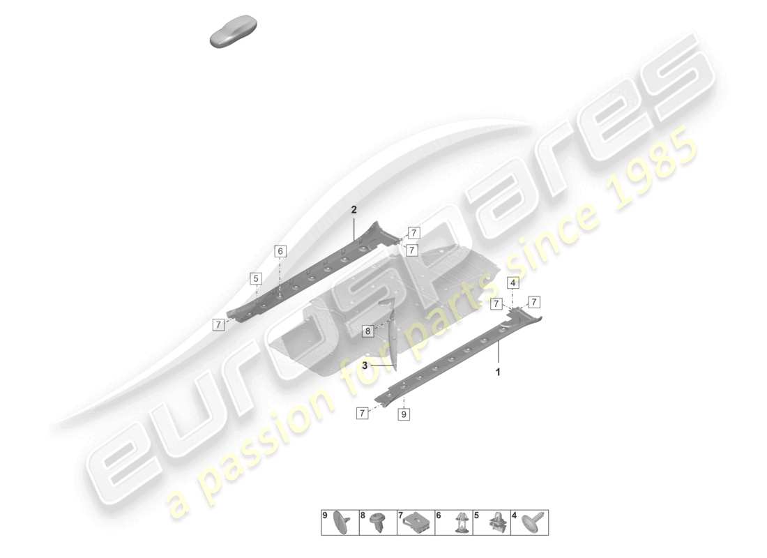 porsche 992 gt3/rs/st (2021 - 9j1) side member trim outer part diagram