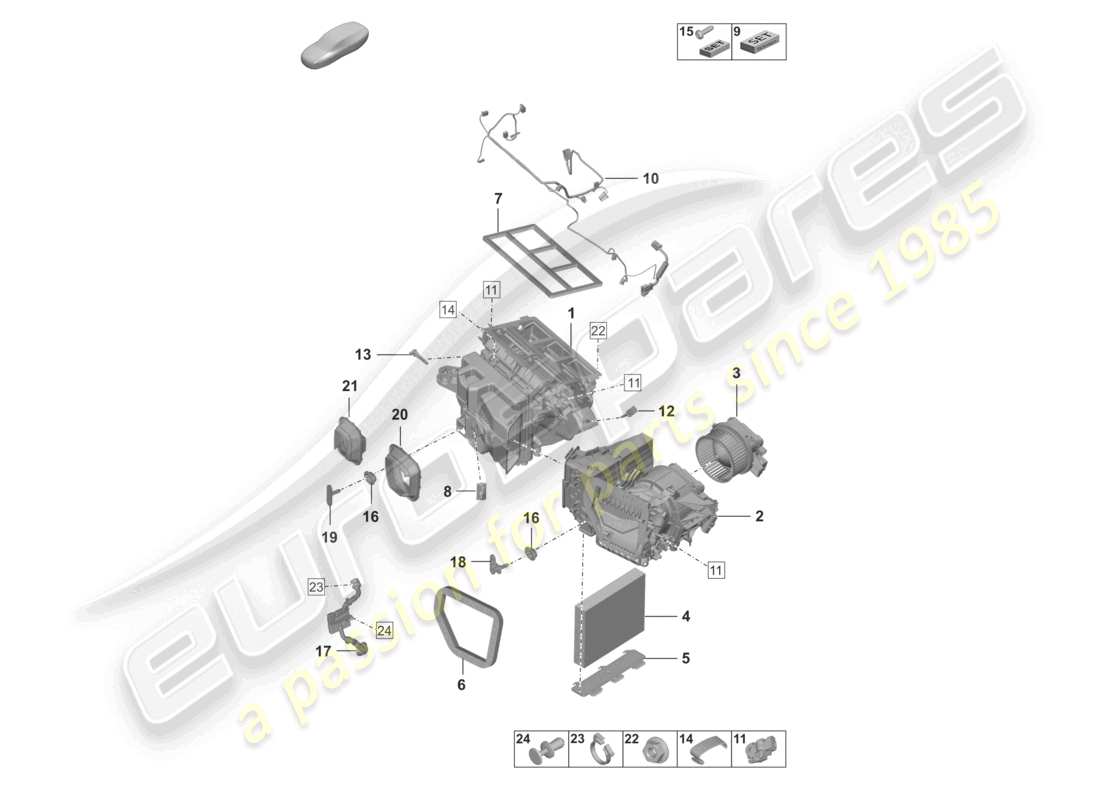 porsche 992 gt3/rs/st (2021 - 9j1) air conditioning part diagram