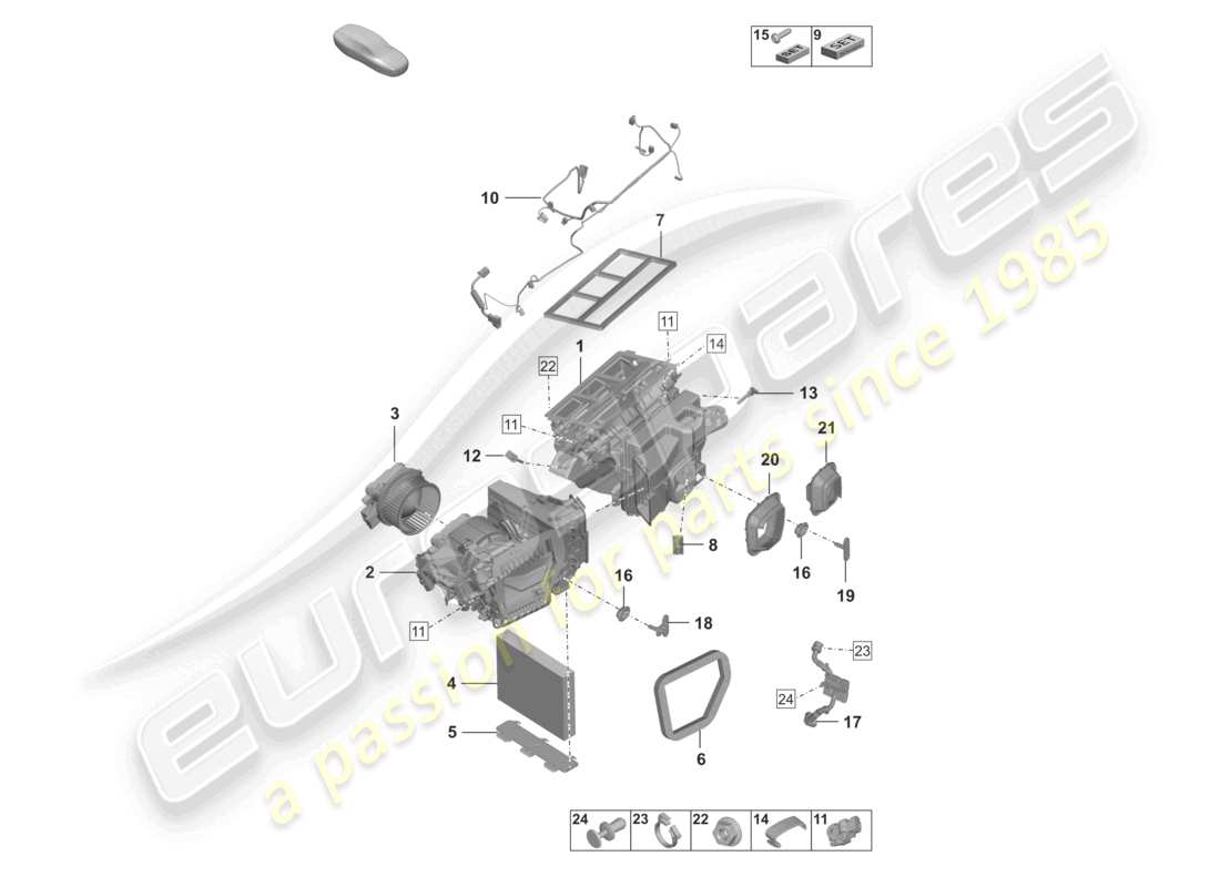 porsche 992 gt3/rs/st (2021 - 9j1) air conditioning part diagram