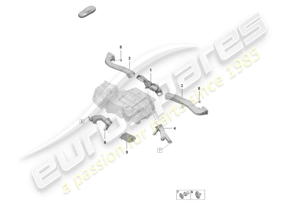 porsche 992 gt3/rs/st (2021 - 9j1) air conditioning interior air guide part diagram