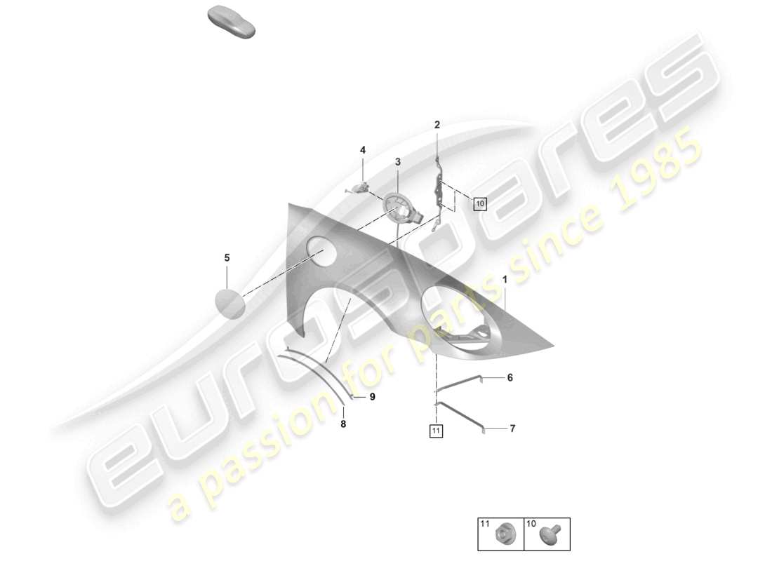 porsche 992 gt3/rs/st (2021 - 9j1) wing part diagram