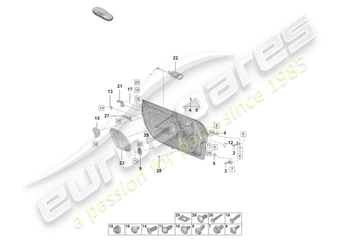 porsche 992 gt3/rs/st (2021 - 9j1) door shell part diagram