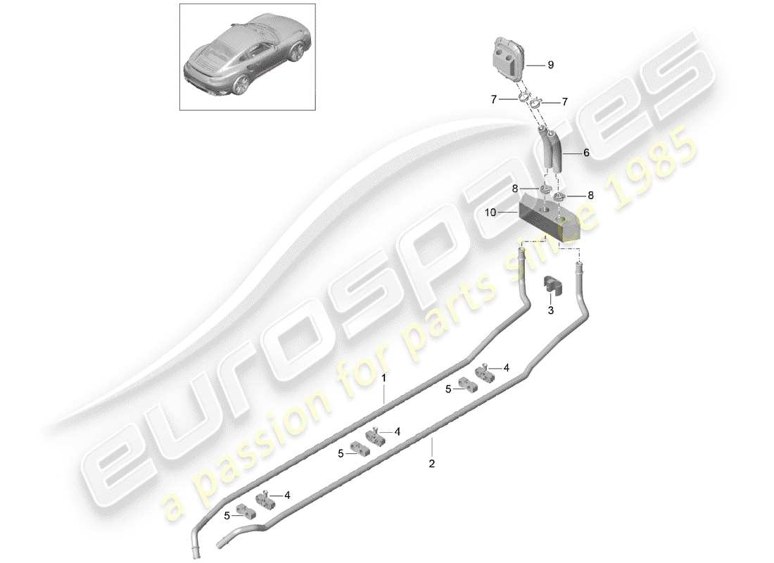 porsche 991 turbo (2018) heater part diagram