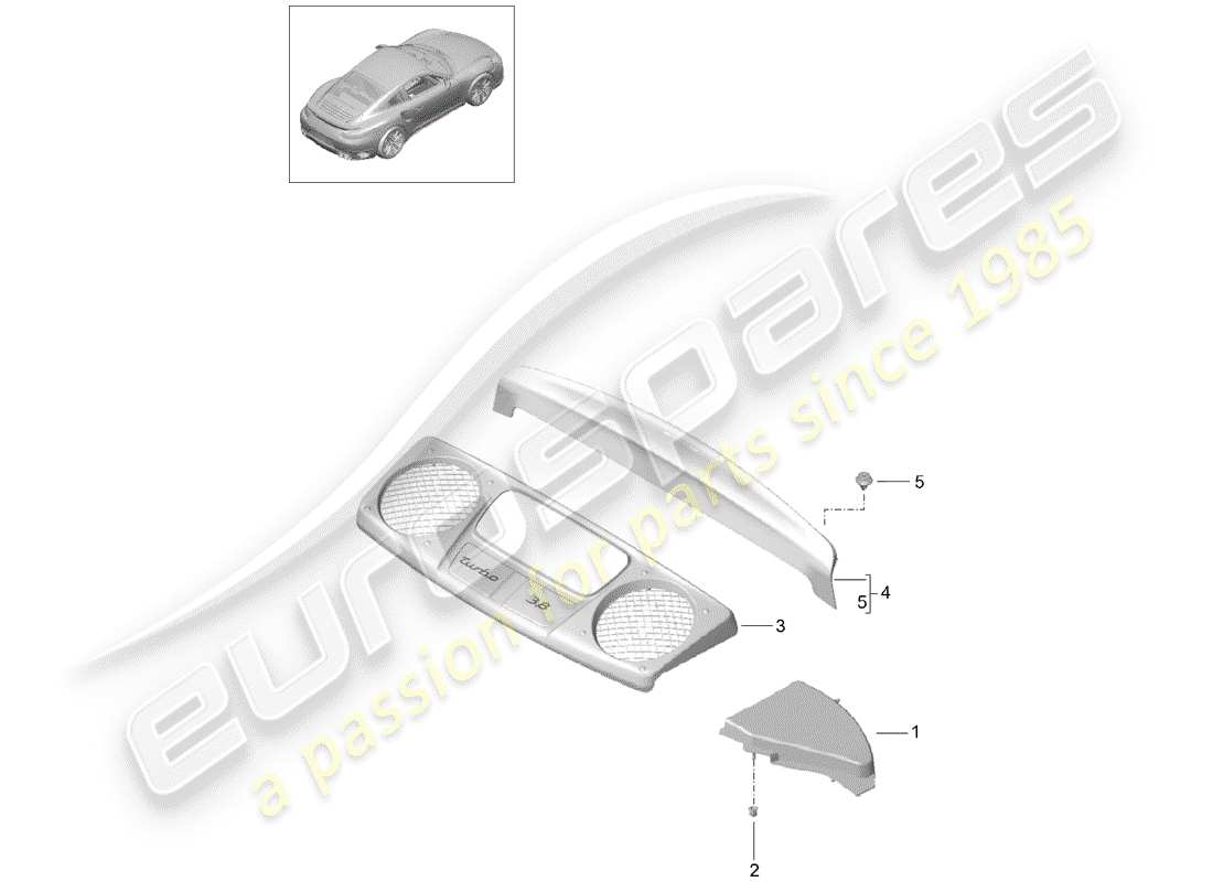 porsche 991 turbo (2018) lining part diagram