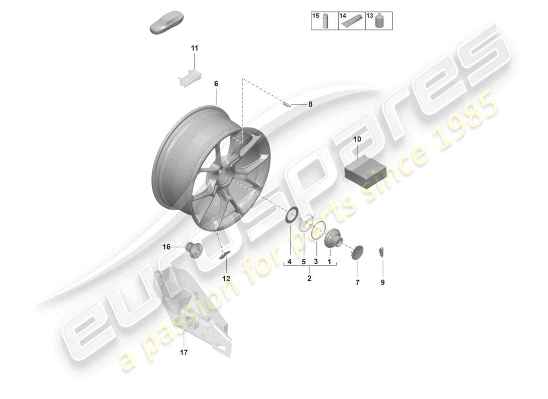 porsche 992 gt3/rs/st (2021 - 9j1) individual parts alloy wheel with central locking part diagram