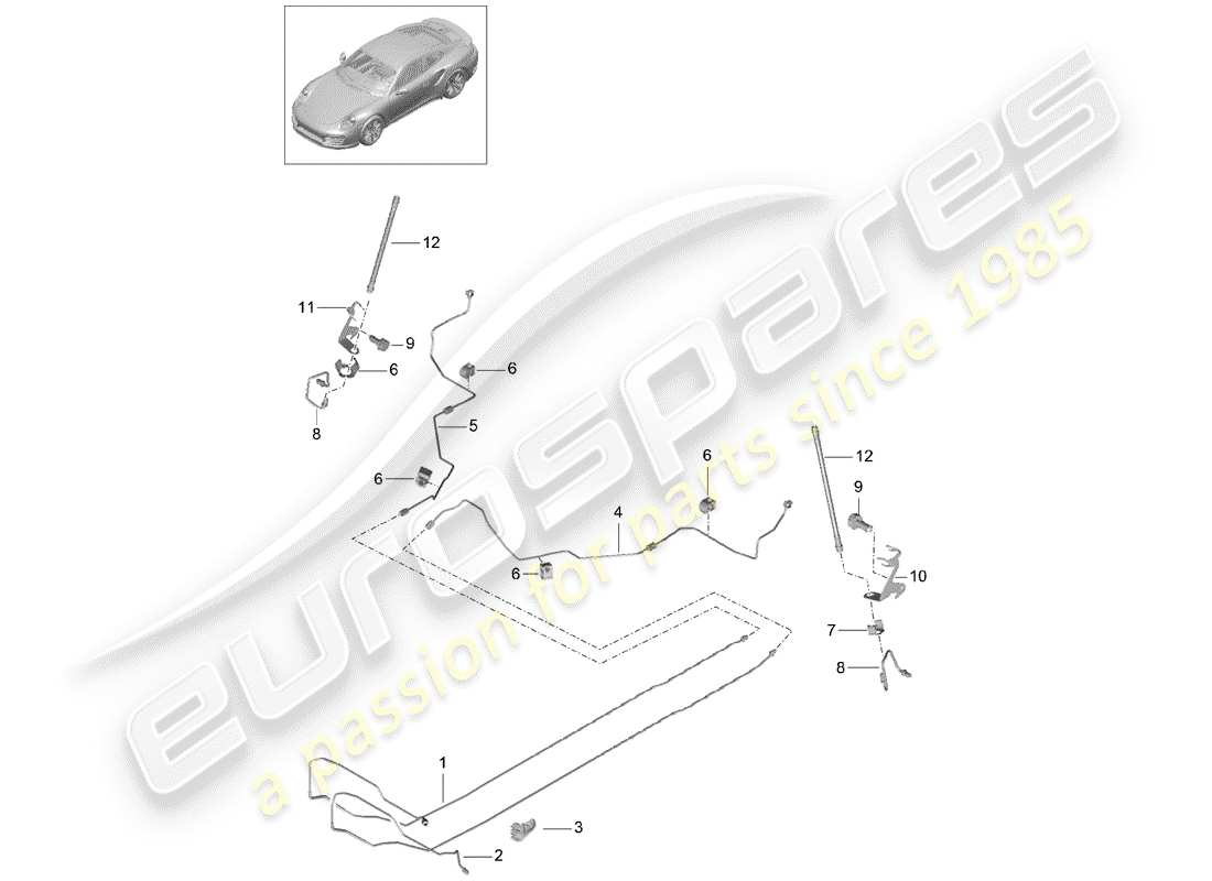 porsche 991 turbo (2018) brake line part diagram