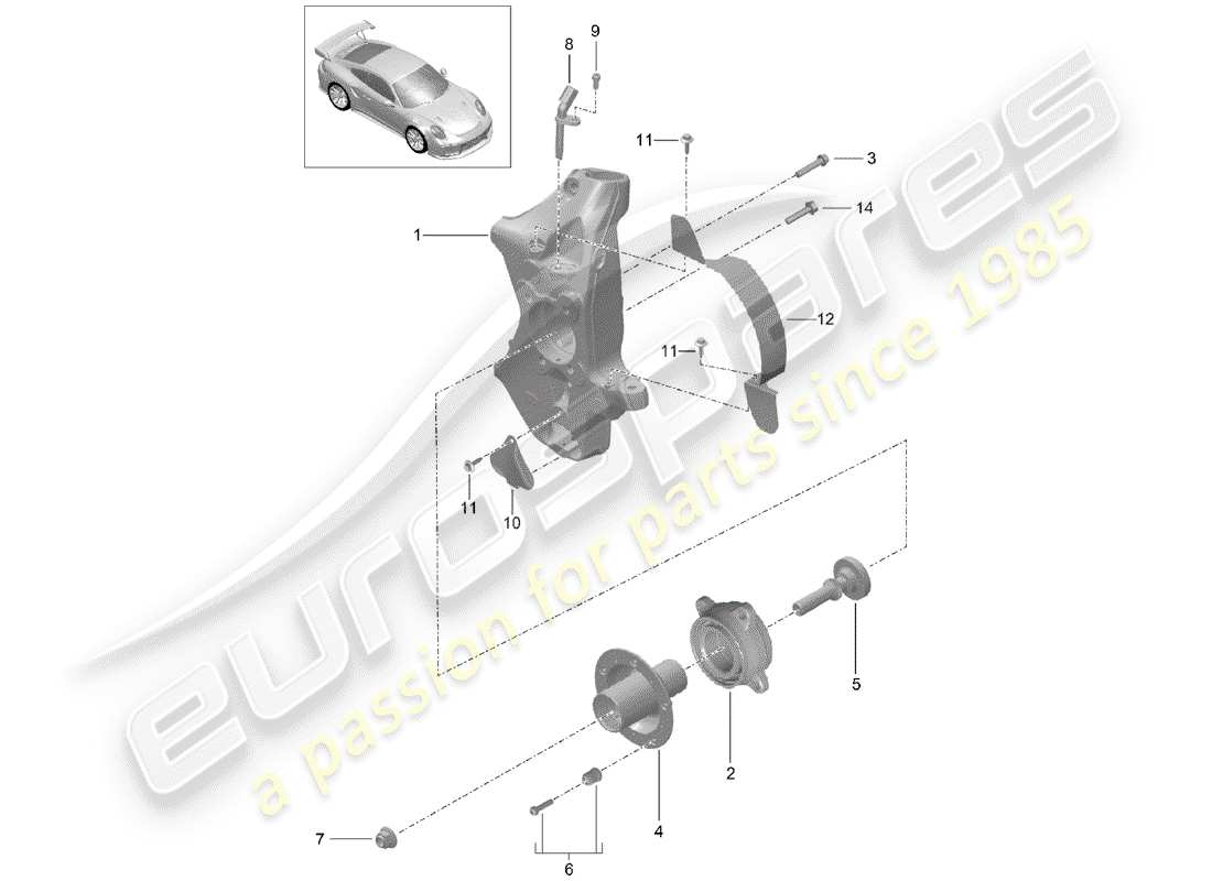 porsche 991 turbo (2018) wheel carrier part diagram