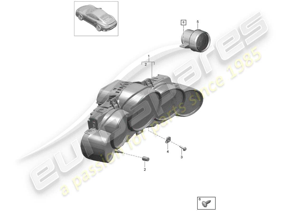 porsche 991 turbo (2018) instrument cluster part diagram