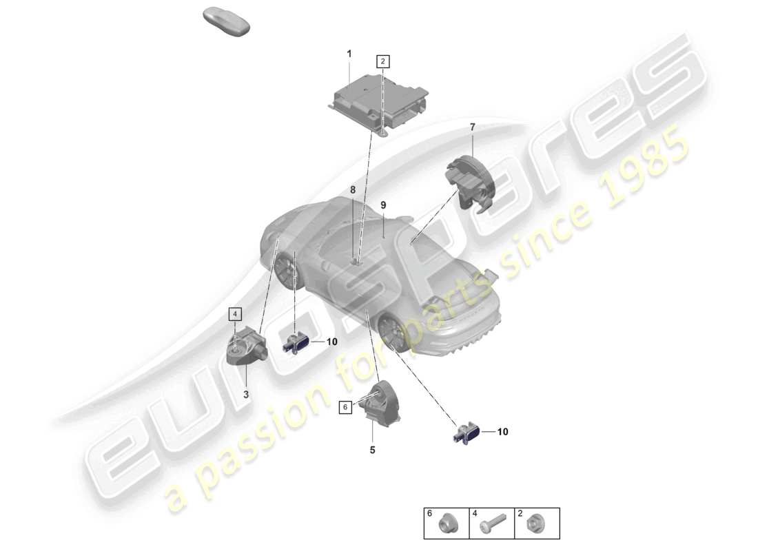 porsche 992 gt3/rs/st (2021 - 9j1) control unit for airbag crash sensor for airbag part diagram