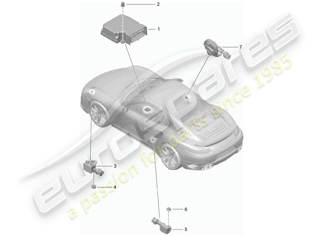 porsche 991 turbo (2018) air bag control module part diagram