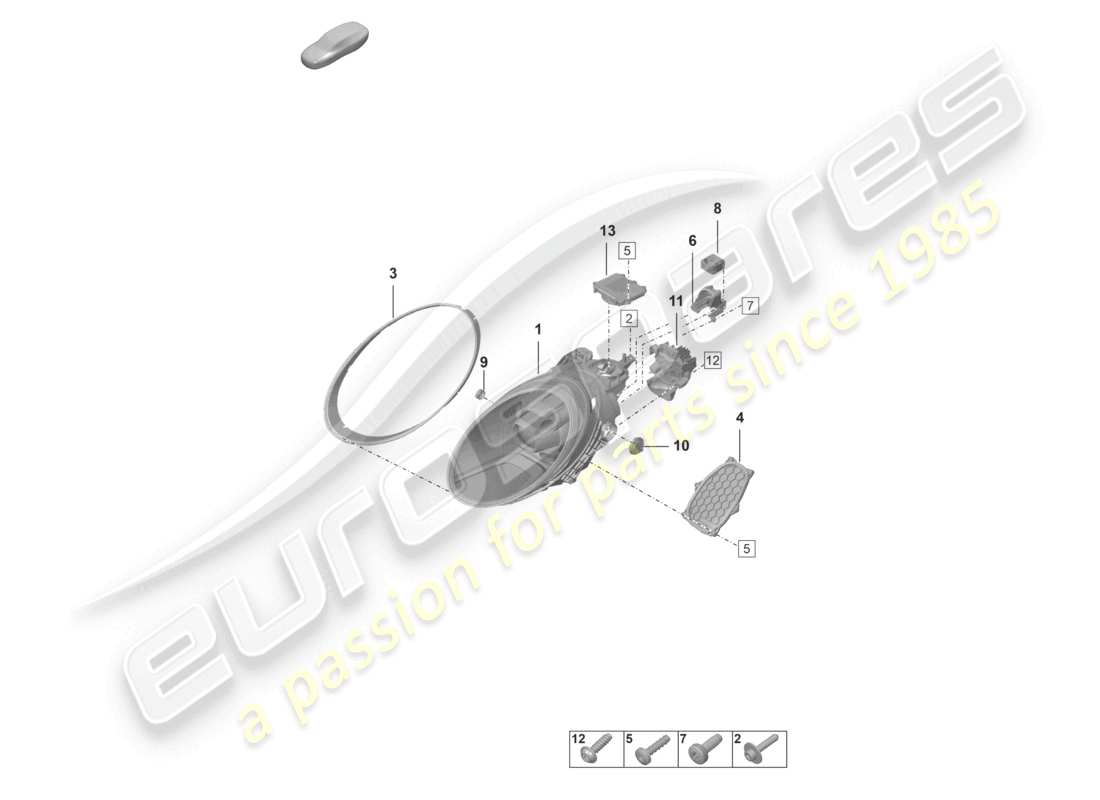 porsche 992 gt3/rs/st (2021 - 9j1) led headlight pdls+ part diagram