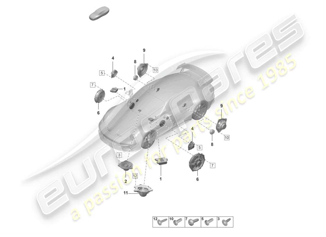 porsche 992 gt3/rs/st (2021 - 9j1) loudspeaker part diagram