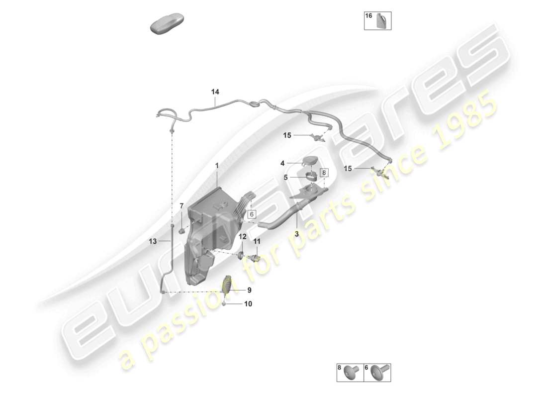 porsche 992 gt3/rs/st (2021 - 9j1) windscreen washer system part diagram