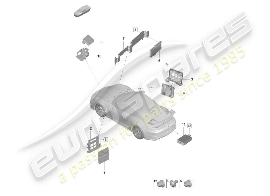 porsche 992 gt3/rs/st (2021 - 9j1) control units control unit (bcm) for conv. system & ob power supply control unit for driver assist systems part diagram