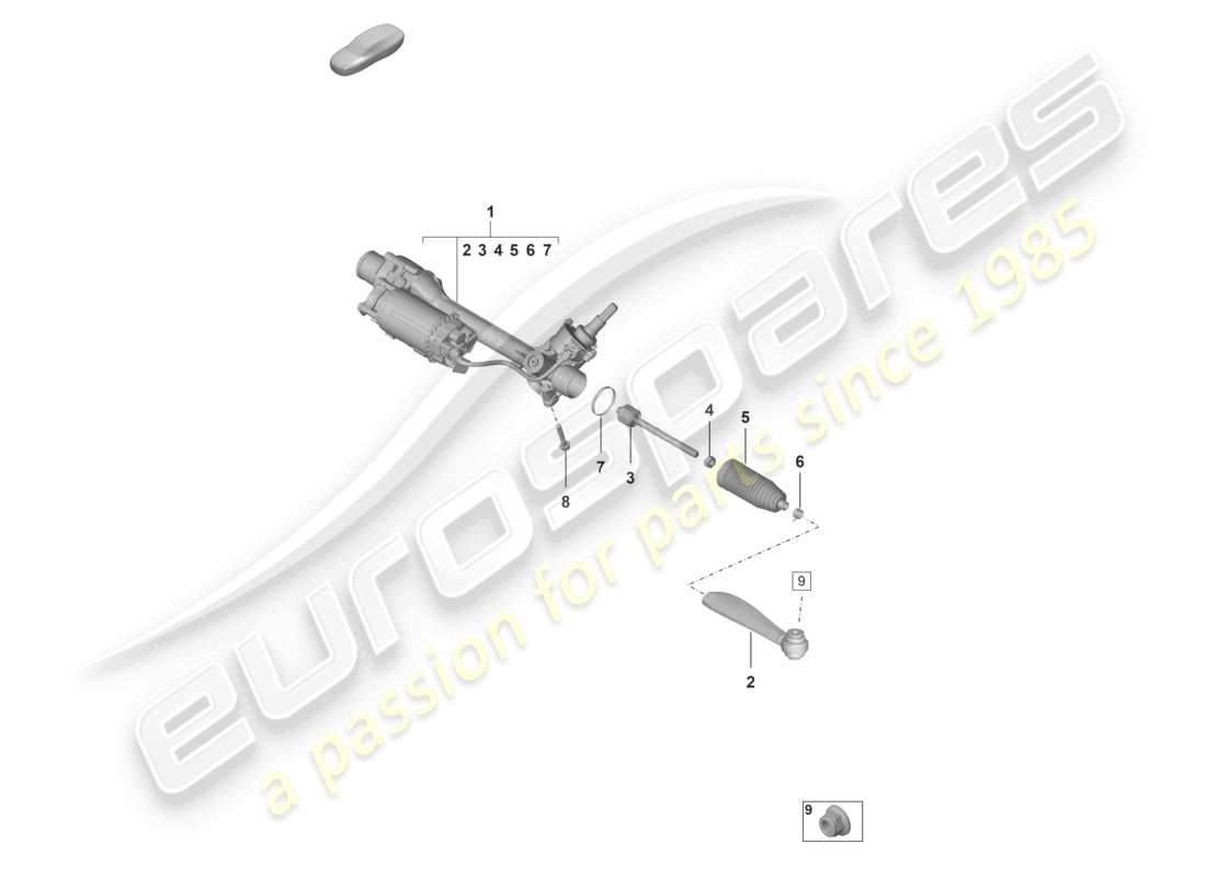 porsche 992 gt3/rs/st (2021 - 9j1) steering gear part diagram