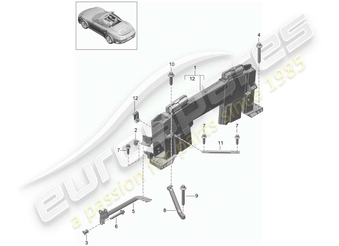 porsche 991 turbo (2018) roll bar part diagram