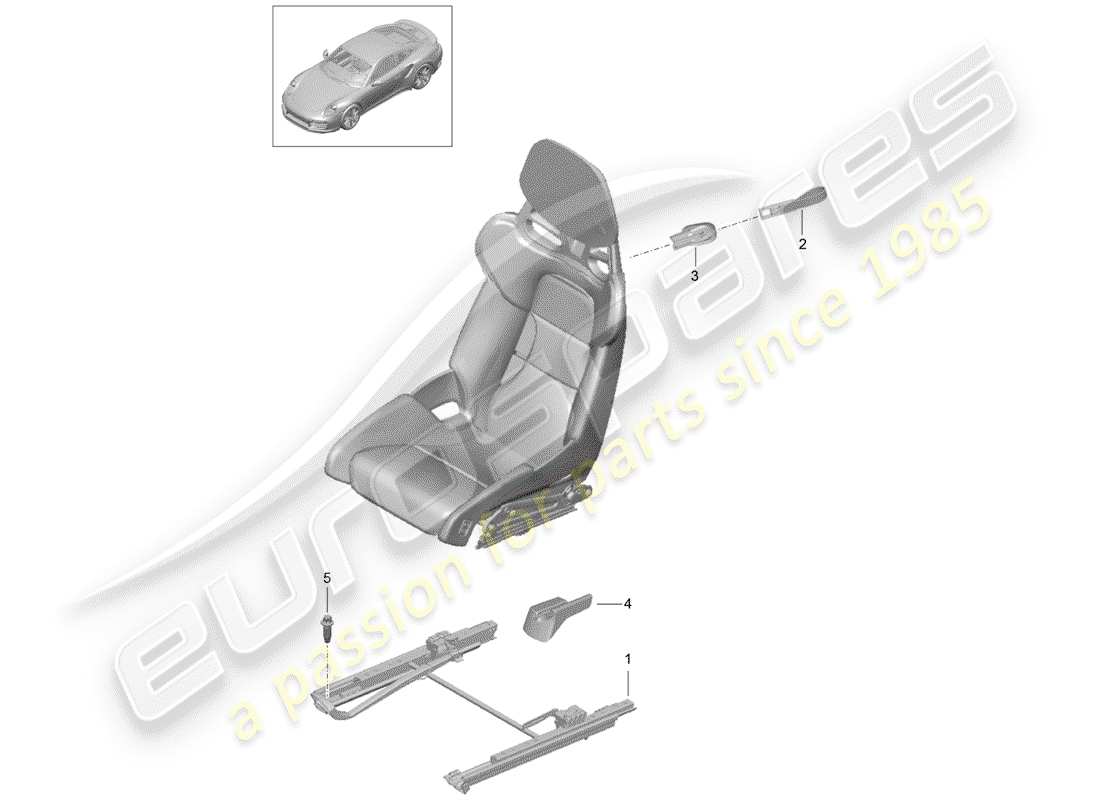 porsche 991 turbo (2018) seat part diagram