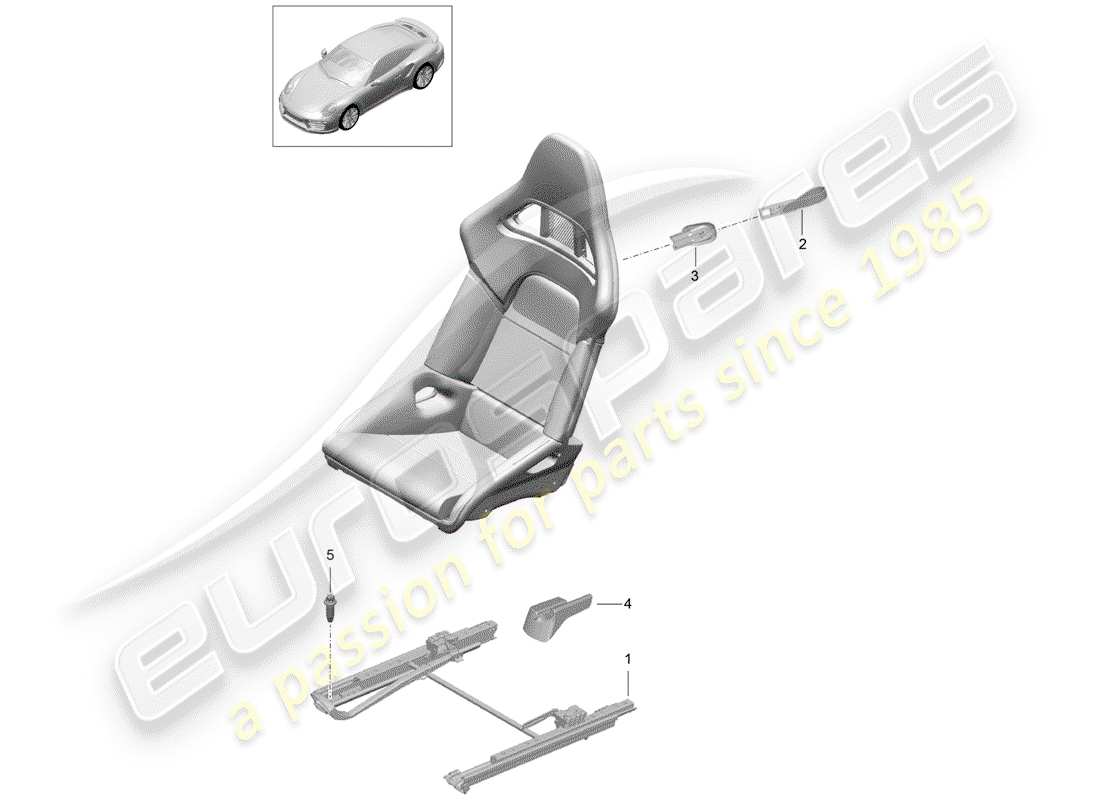 porsche 991 turbo (2018) seat part diagram