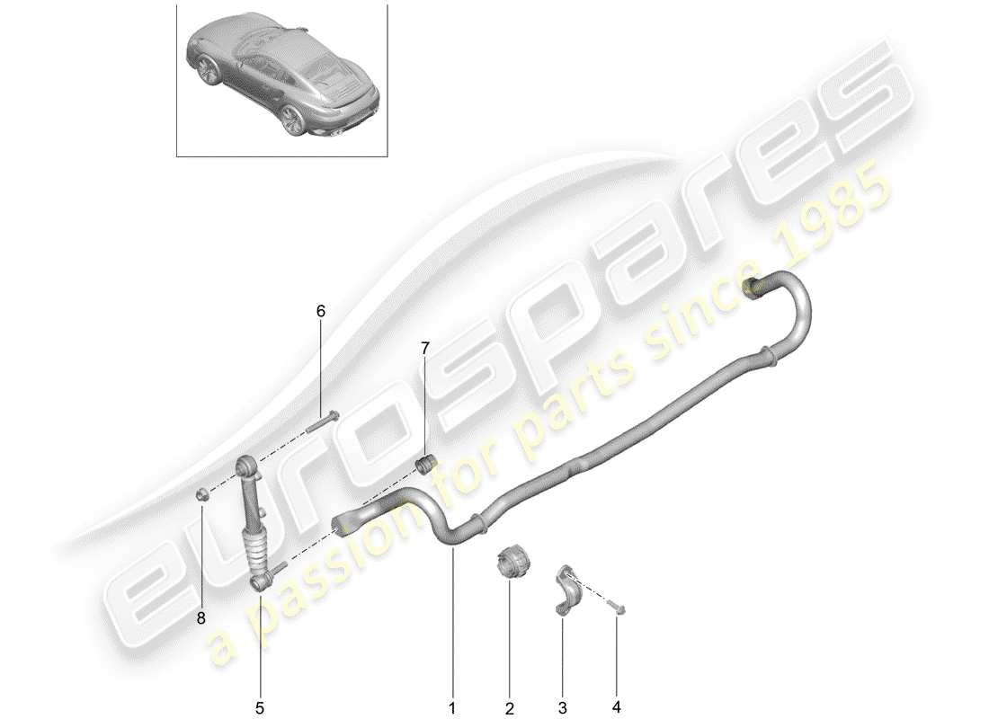 porsche 991 turbo (2018) stabilizer part diagram