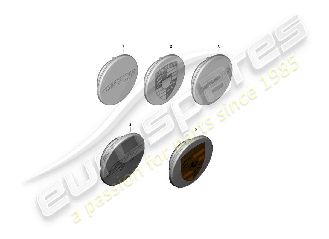 porsche 992 gt3/rs/st (2021 - 9j1) hub cap part diagram