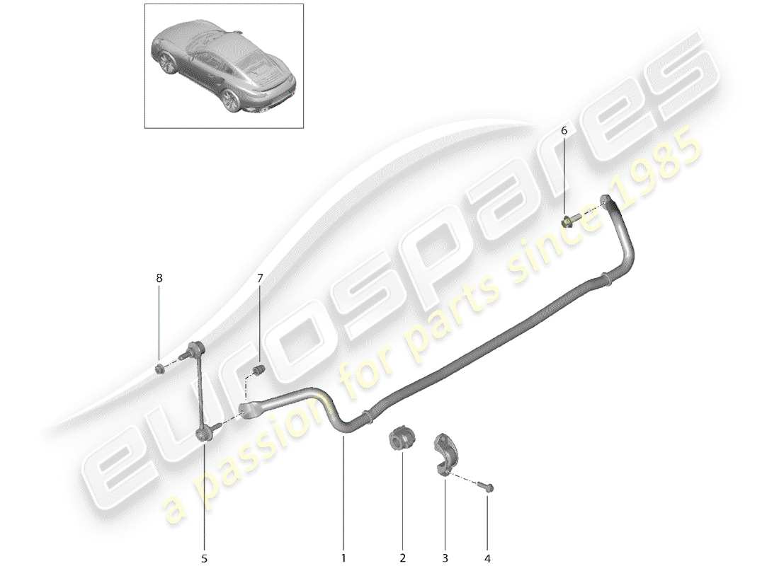 porsche 991 turbo (2018) stabilizer part diagram