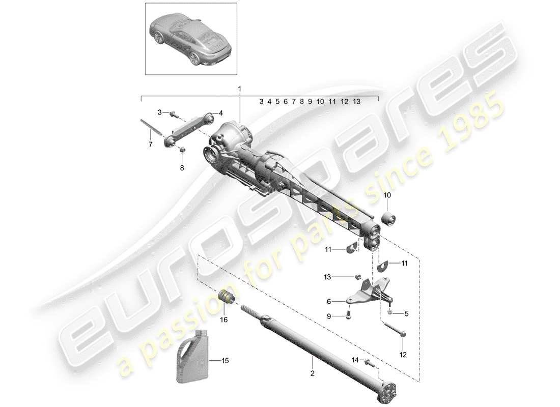 porsche 991 turbo (2018) front axle differential part diagram