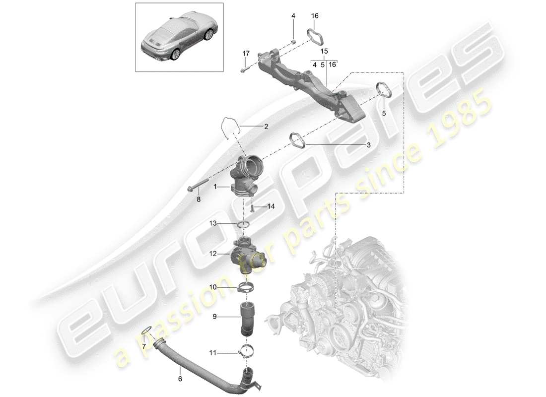 porsche 991 turbo (2018) sub-frame part diagram