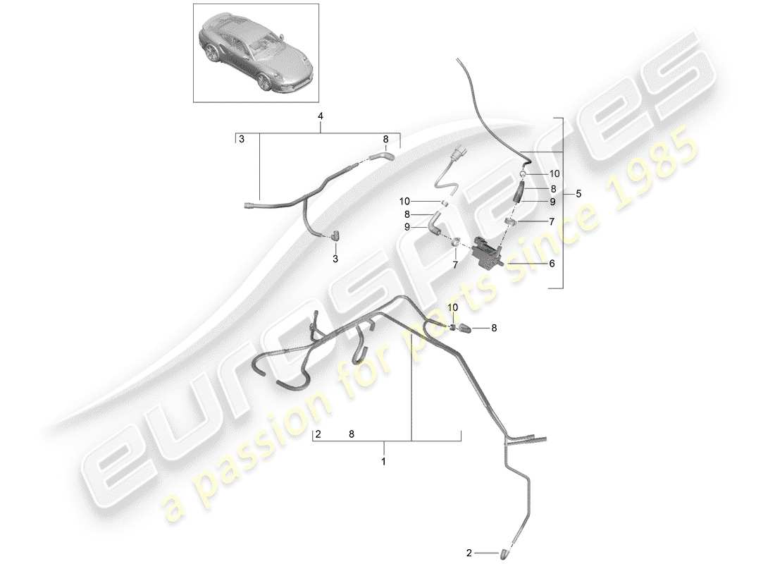 porsche 991 turbo (2018) vacuum system part diagram