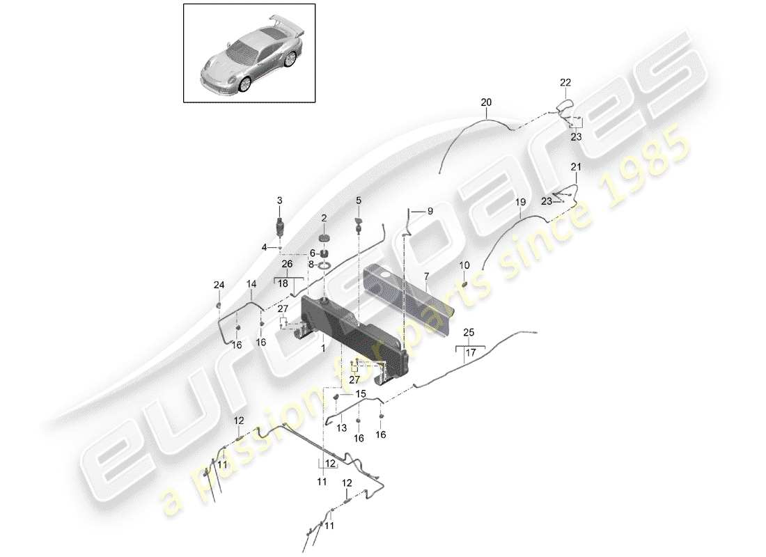 porsche 991 turbo (2018) water reservoir for water part diagram