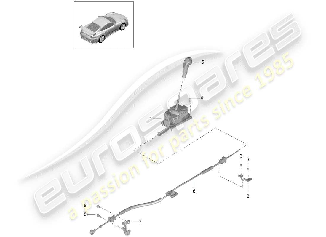 porsche 991 turbo (2018) selector lever part diagram