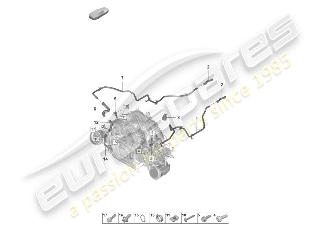 porsche 992 gt3/rs/st (2021 - 9j1) coolant cooling system heater part diagram